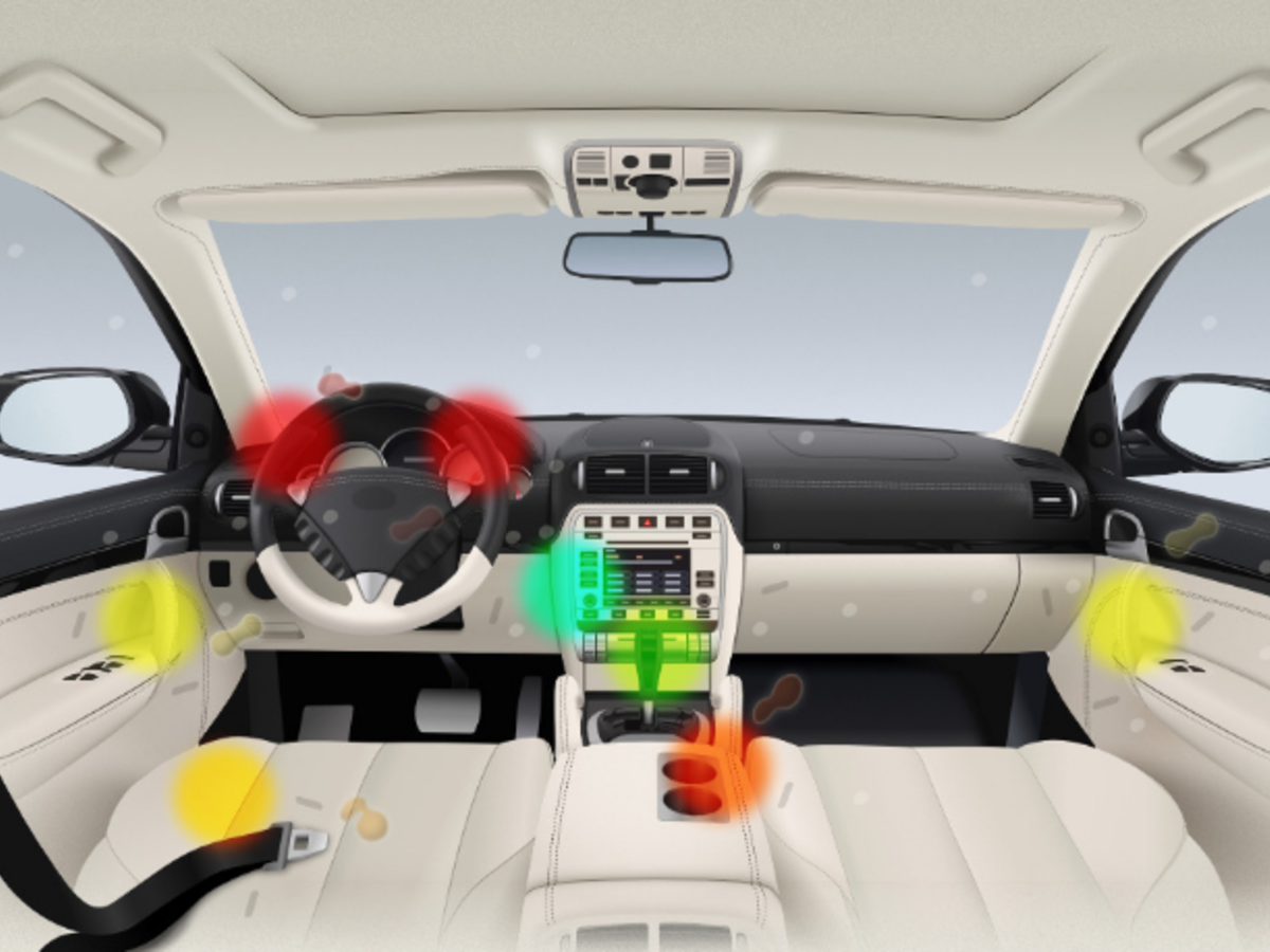 Áreas de maior incidência de germes dentro do carro